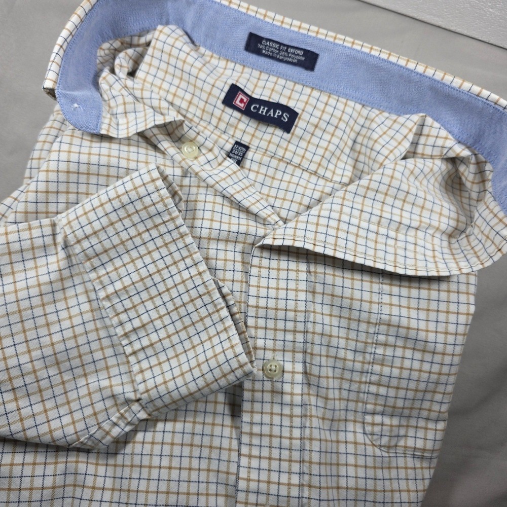 Chaps Mens Classic‎ Fit Oxford Plaid Button Down Shirt XL 17-17.5 34/35